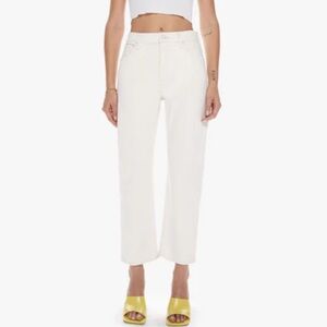 MOTHER Cropped Wide-Leg Jeans in White